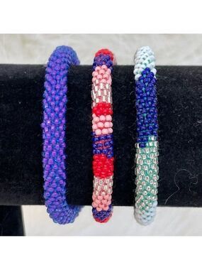 HAND CRAFTED in Nepal Beaded Bracelets (set of 3) #171